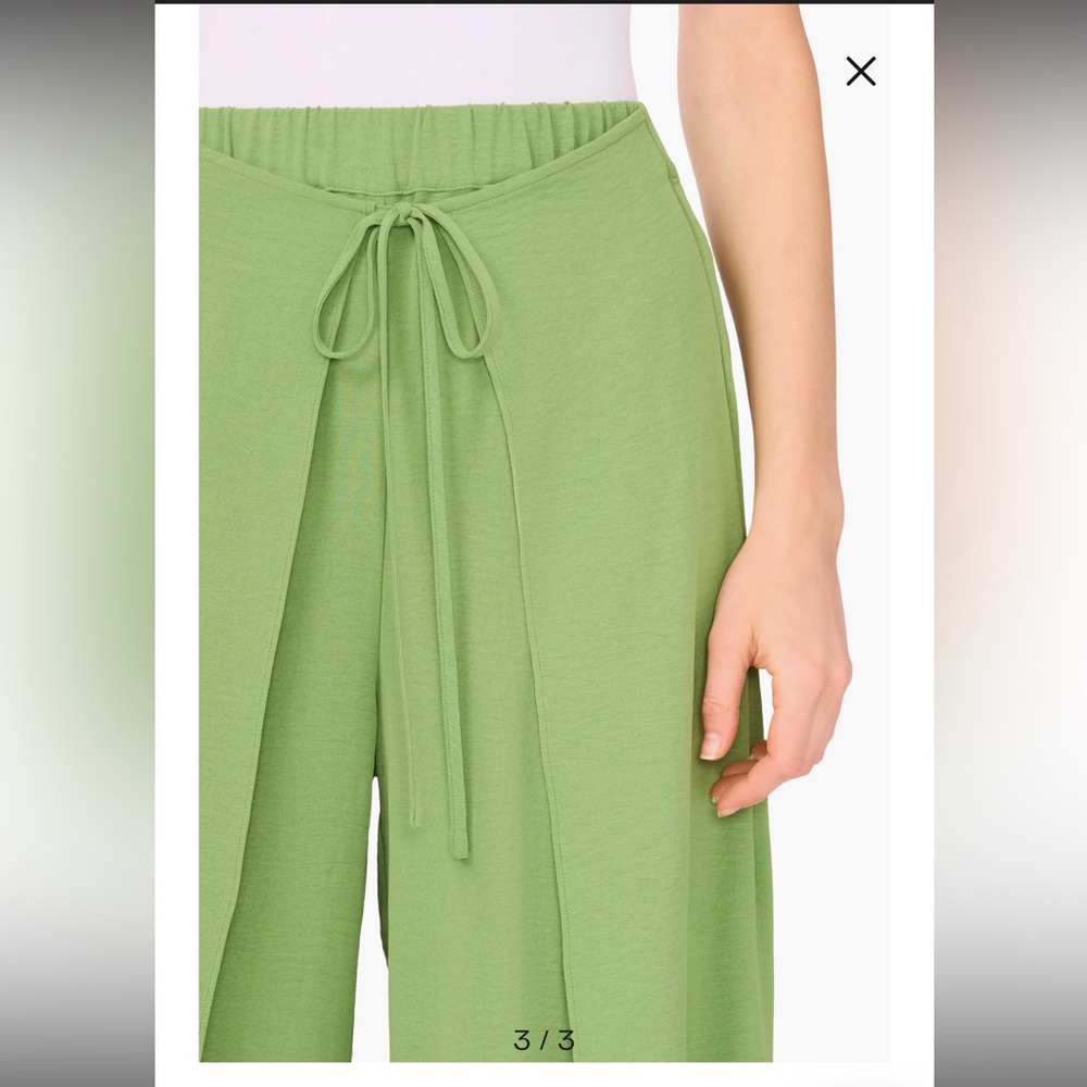 CeCe Light Green Wide-Leg Pants - Picture 3 of 11